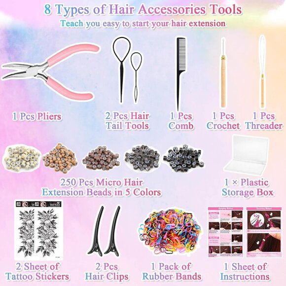 Hair Tinsel Kit Fiber 20 Colors 48 Inches Sparkling Glitter Extensions for Women - Picture 3 of 7